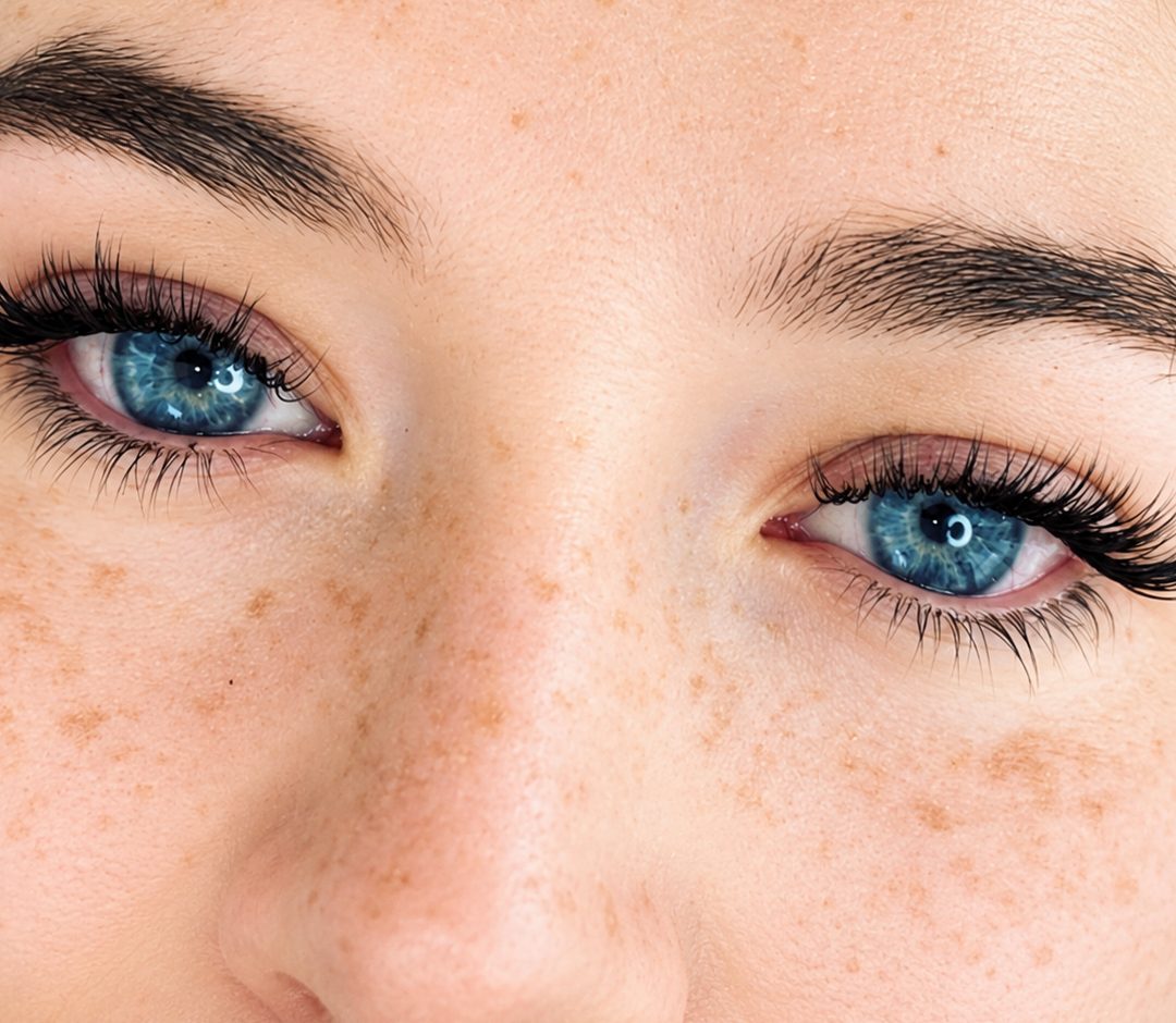Close-up van ogen met natuurlijke wimperextensions